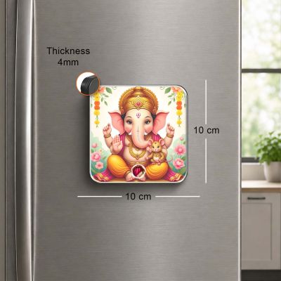 Cute Ganpati Decorative Musical Fridge Magnet Spiritual Gift for Ganesh Chaturthi Ganesh Mantra Playing Fridge Magnet for Home and Office Decor  Rechargeable Speaker